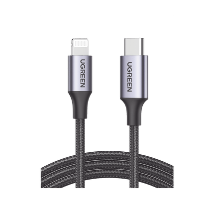 UGREEN Cable USB-C a Lightning de 1m: carga rápida de 3A y sincronización para iPhone, iPad y iPod, con durabilidad premium.