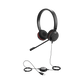 Diadema Jabra Evolve 30 Duo con conexión USB 3.5mm, micrófono con cancelación de ruido y controlador en el cable con botones e indicadores LED