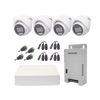Hikvision Kit cámaras TurboHD 1080p / DVR 4 Canales con audio por coaxitron / 4 Cámaras con Micrófono y  106° Visión/  luz blanca + IR visión nocturna  / Transceptores / Conectores / Fuente de Poder Profesional