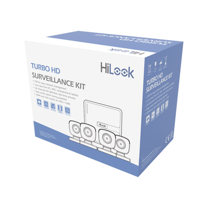 Hikvision Kit cámaras TurboHD 720p / DVR 4 canales / 4 Cámaras Bala de Metal / 4 Cables 18 Mts / 1 Fuente de Poder Profesional
