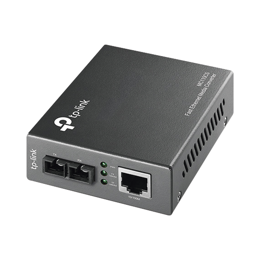 TP-LINK Convertidor Monomodo: 1 Puerto RJ45 10/100 Mbps, Conector SC, Transmisión de Fibra Hasta 20 km