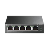 Switch PoE no Administrable de escritorio 5 puertos 10/100 Mbps, 4 puertos PoE, 41 W, modo extensor PoE hasta 250 metros.